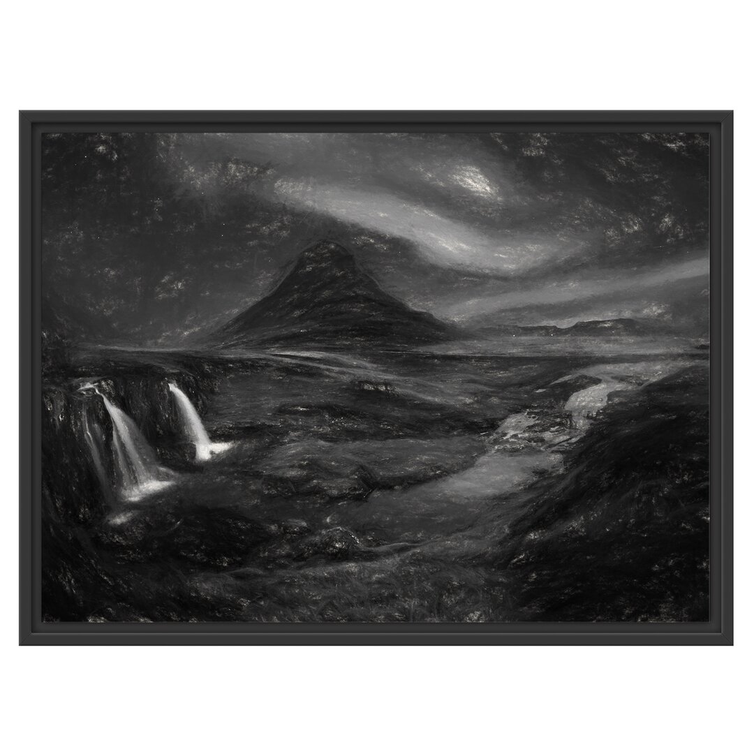 Gerahmtes Wandbild Kirkjufell Wasserfall