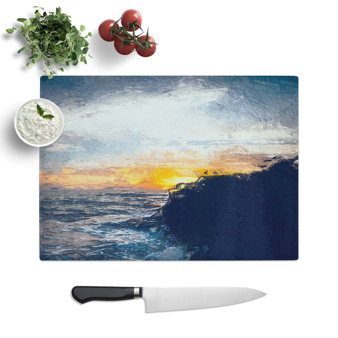 Tempered Glass Sunlight over the Cliff Chopping Board