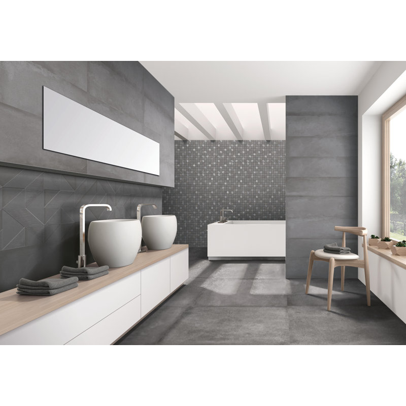 Cromat 10" x 30" Ceramic Wall Tile, Carbon