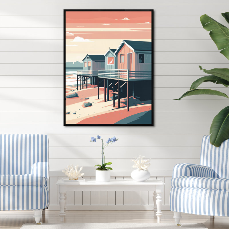 «Beachside Rest IV», reproduction sur toile, H 32 po x l 16 po x P 1 po, Cadre flottant noir