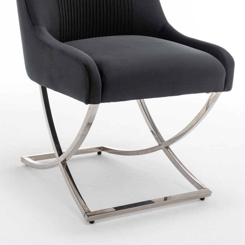 Elian Velvet Upholstered Side Chair, Black, 6