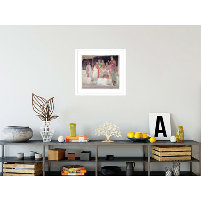 «Young Man Greeted by Seven Libéral Arts from the Villa Lemmi» par Sandro Botticelli - Reproduction d'art giclée encadrée