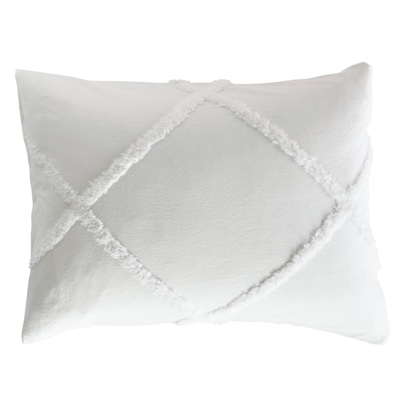 White Cotton Chenille Lattice King Pillow Sham