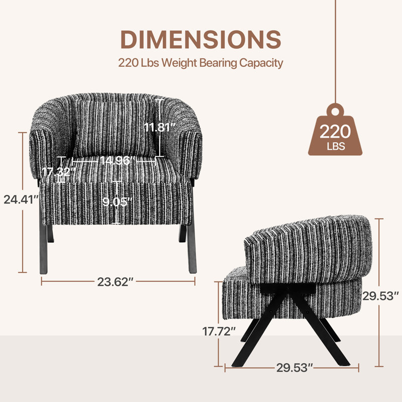 Fauteuil 2PC-Mid Century, Noir, 2