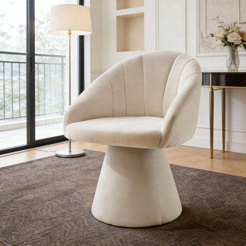 Fauteuil pivotant en chenille, Beige