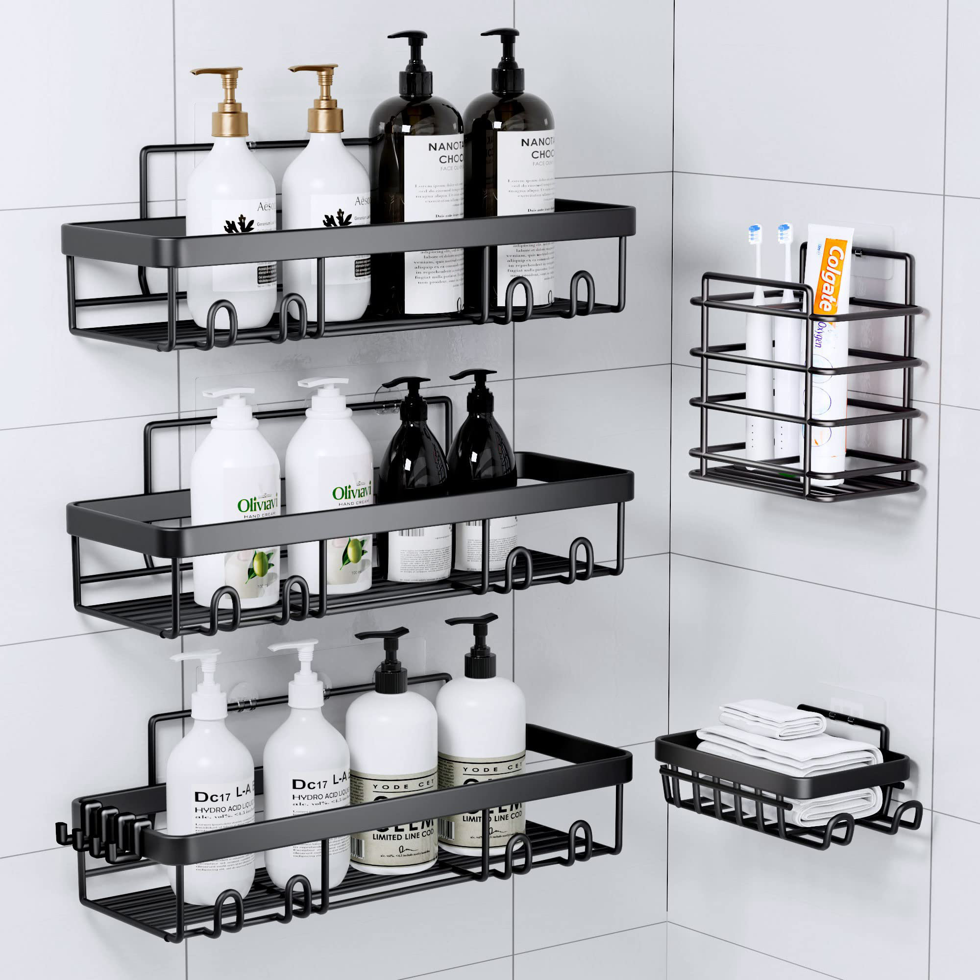 Rebrilliant Matthildi Shower Caddy Shower Shelves Self-Adhesive