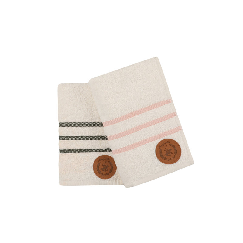 Serviette 100% coton, Crème / rose / anthracite, Essuie-mains - paquet de 2