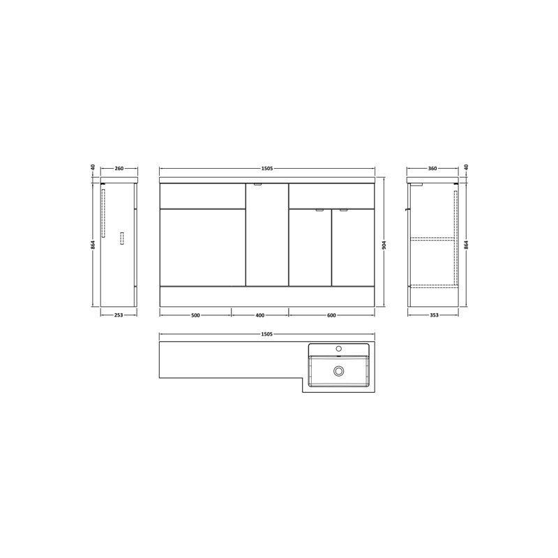 Maddalena Bathroom Vanity, 150.3cm W