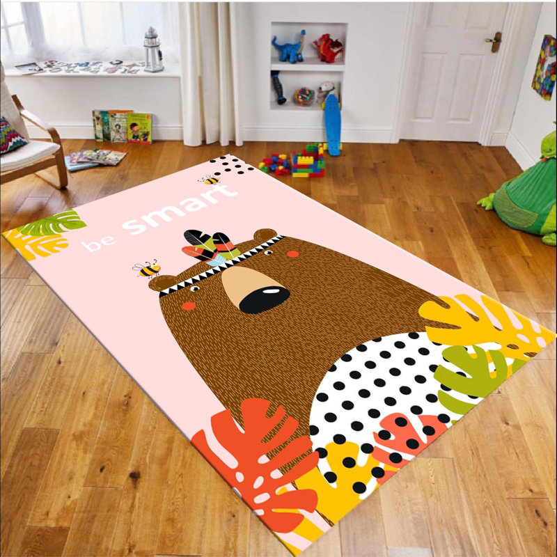 Tapis rectangulaire tissé à la machine en polyester rose / brun Tellis, Rectangle 3 pi 11 po x 5 pi 9 po