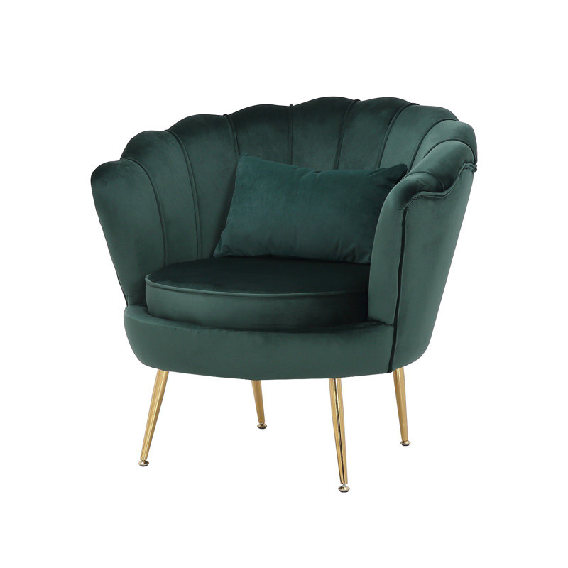 Fauteuil demi-tonneau en velours 32,5 po Mandloi, Vert