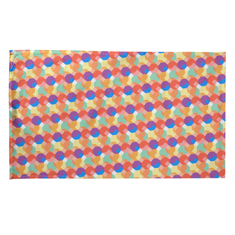 Serviette à thé octogone, Polyester sergé, Rouge