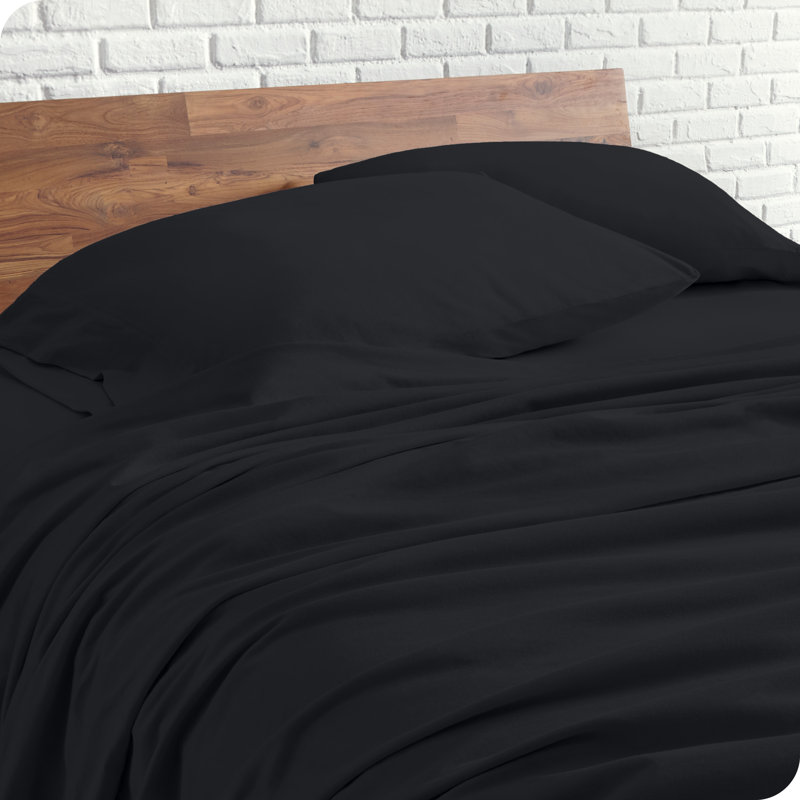 Full Black Organic Cotton Jersey Deep Pocket Sheet Set