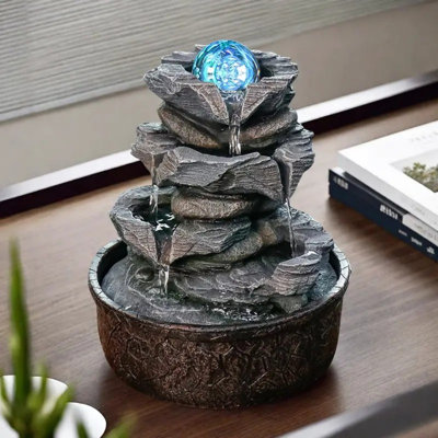 [Fontaine à quatre couches] Fontaine d'intérieur de table haute avec boules lumineuses DEL 9,84 pieds de hauteur