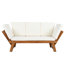 Lit de jour de patio extensible avec coussins et coussins recouverts de tissu aquatique doux de 2,8 po d'épaisseur, 3 coussins multifonctionnels à positions réglables, pour patio de jardin, cadre