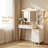 42" White Vanity – Pop-Up Mirror Reveals Hidden Drawer, 3-Color LED Rim, 2 USB Ports, Side Wings for Profile Perfection, Matching Chest