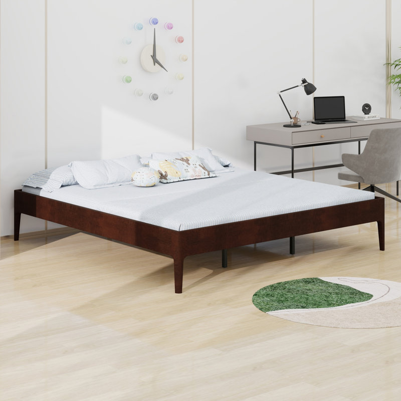 Modern Minimalist Platform Bed, Chocolate, King