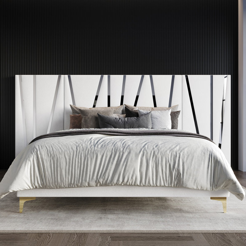 Grand lit mural en velours blanc Zoelys, Grand, Blanc