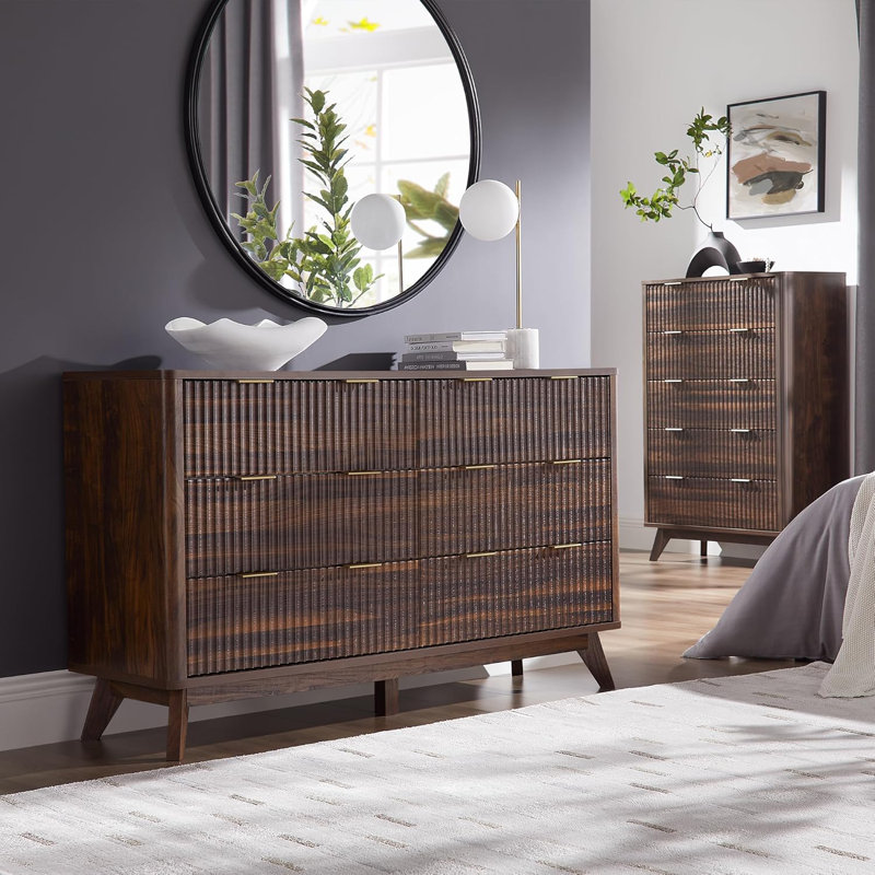 Commode 6 tiroirs Sladen, Noyer foncé