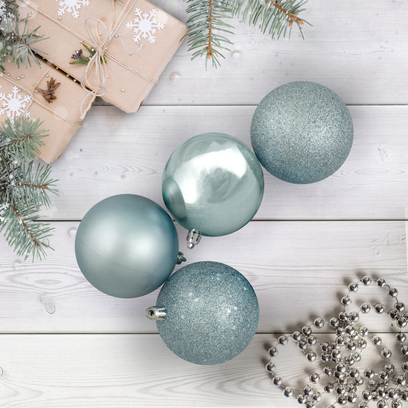 Décoration de boule décorative des Fêtes, Bleu pastel, H 2,4 po x l 2,4 po x P 2,4 po