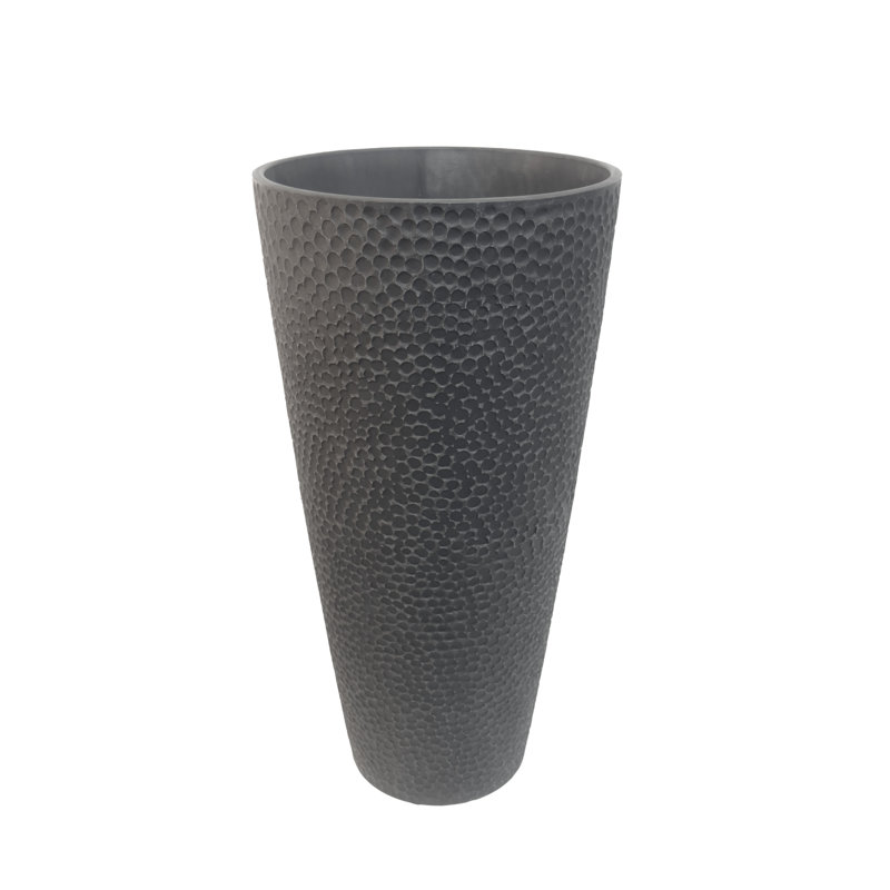 Valencia, Hammered Texture Planter, 15-In. by 28-In. Height, Charcoal