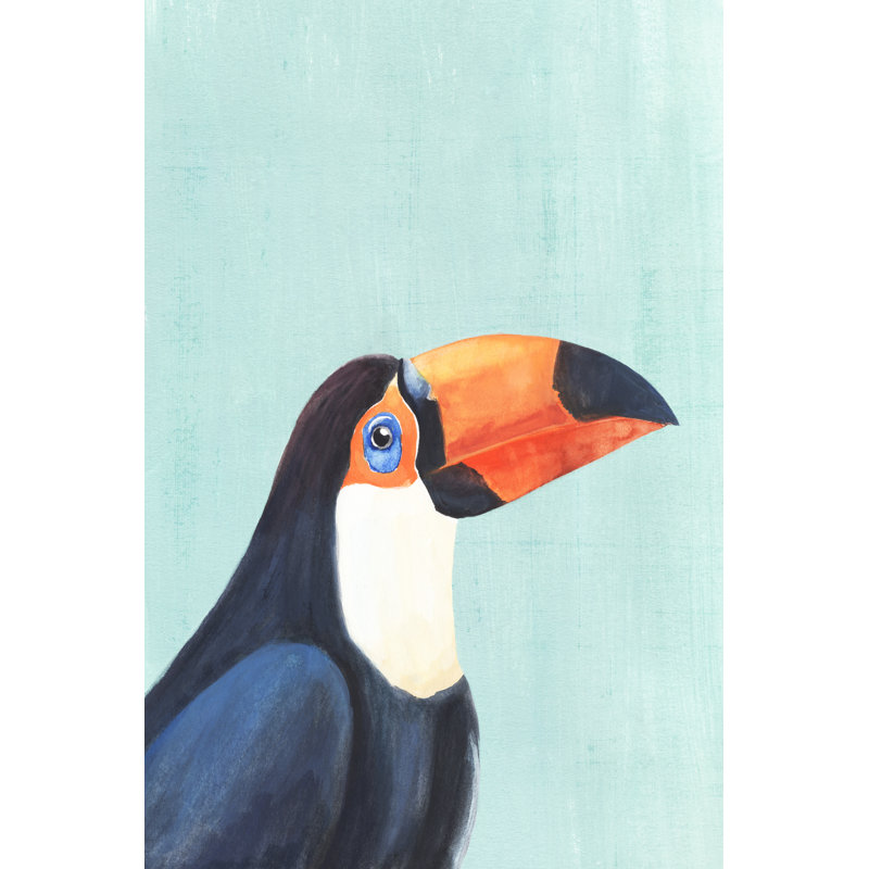 Exotic Bird On Blue II by Annie Warren - Wrapped Canvas Painting, 46cm H x 30cm W x 3.8cm D