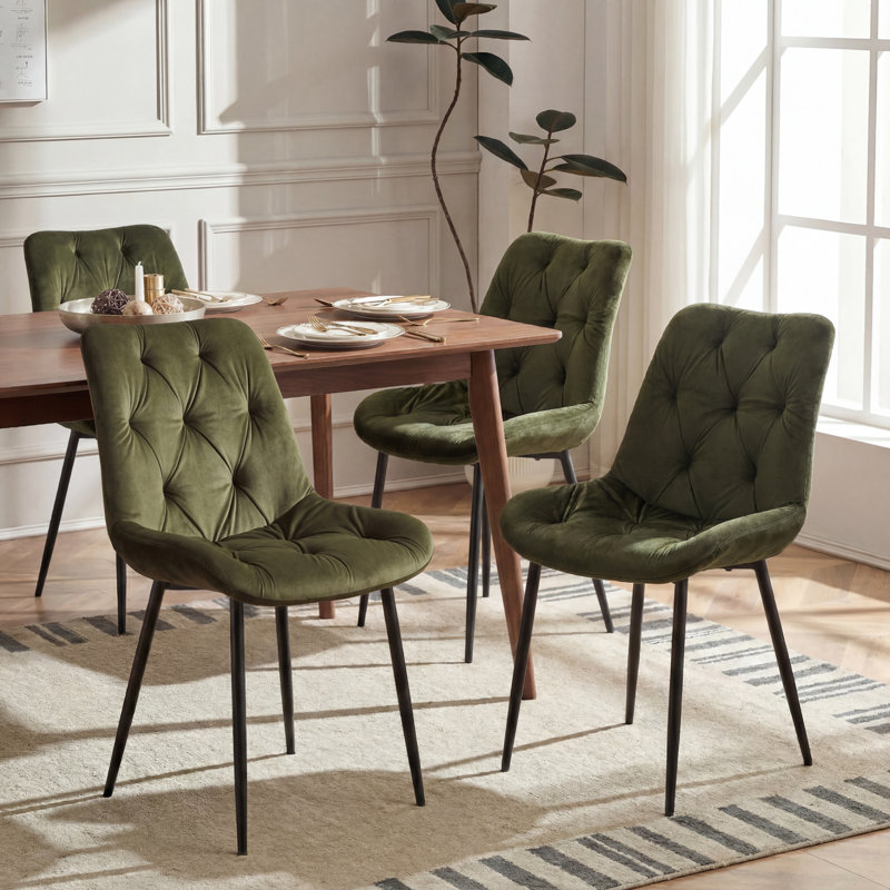 Velvet Upholstered Dining Chair, Green