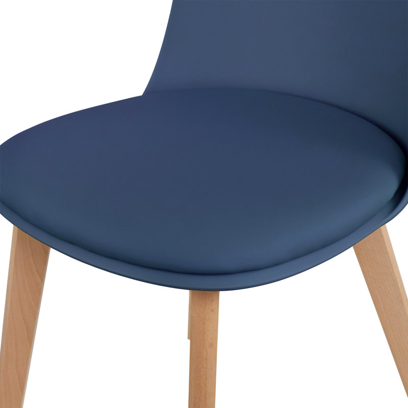 Brender Armless Dining Side Chairs – Set of 2 Upholstered Cushion Seats with Natural Wood Legs, Modern Style, Blue