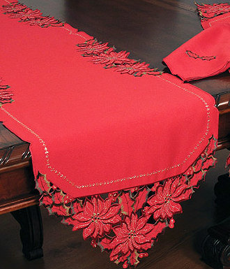 Sallee Embroidered Cutwork Holiday Table Runner, 54" L x 15" W