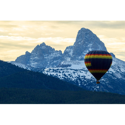 Balloon Ride In Tetons by KevinCass - Wrapped Canvas Print