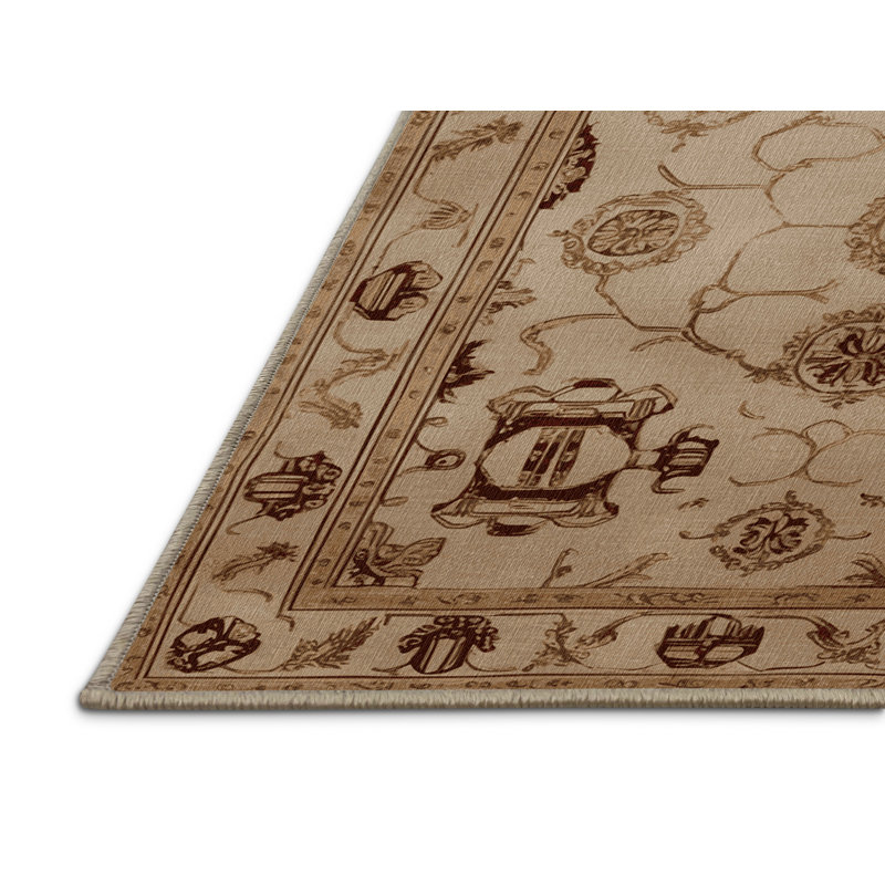 Tapis beige français lavable à la machine, Rectangulaire 2 pi x 3 pi