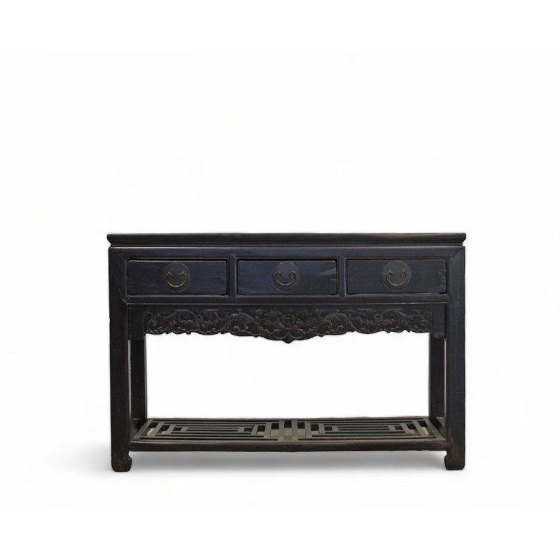 Bureau 3 tiroirs Antique avec repose-pieds glacé craquelé