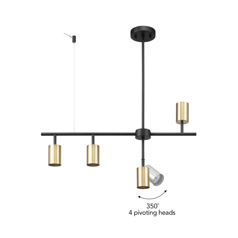 Jeremaiah 4 -Light Fixed Track Track Kit with Dimmable and Adjustable Head, 29.9" H x 5.88" L x 5.88" D, Gold