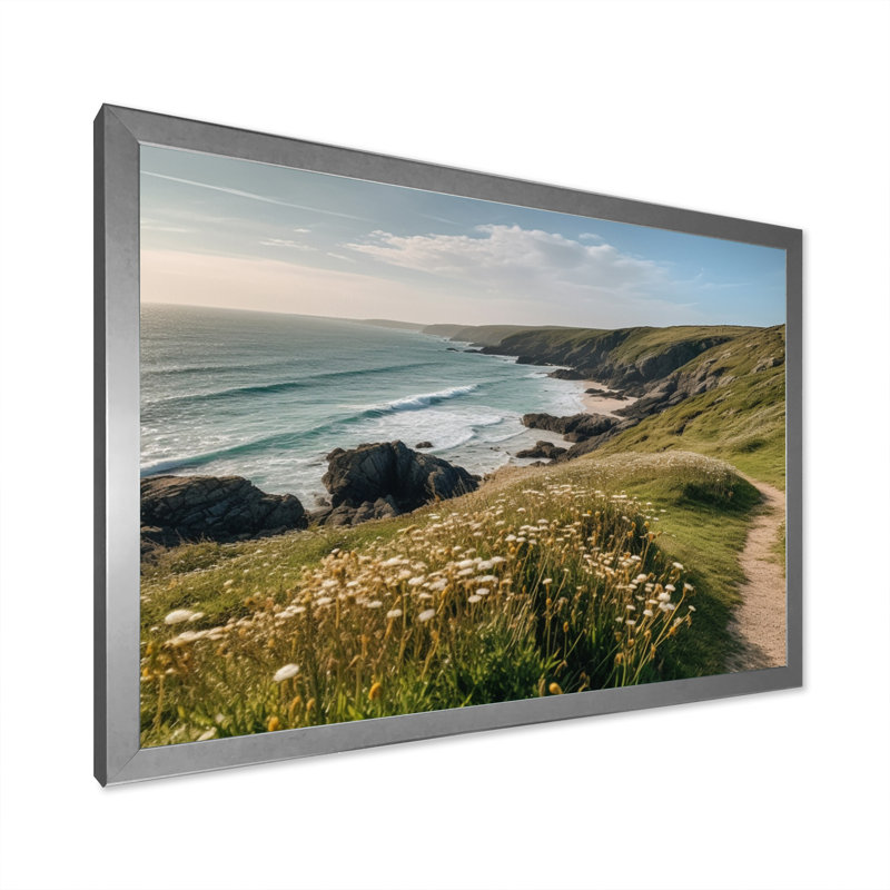 «Rocky Beachside I», reproduction sur toile, Cadre simple argenté, H 34 po x l 44 po x P 1,5 po