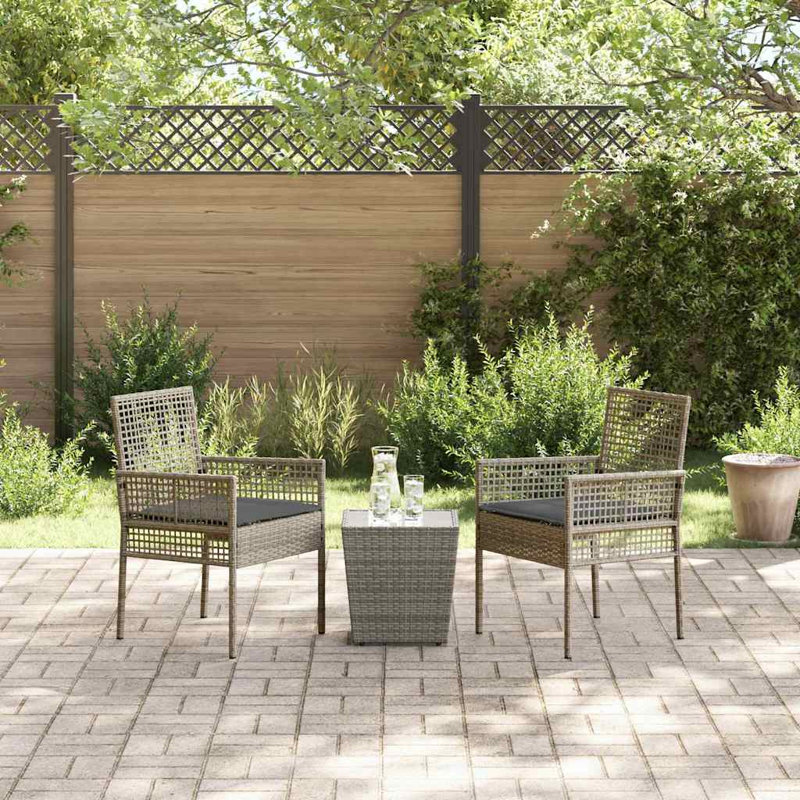 Garden Bistro Set 3 Pcs Poly Rattan, Grey