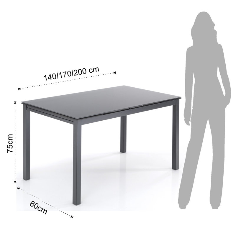 Dafne Glass Top Metal Base Dining Table, Grey