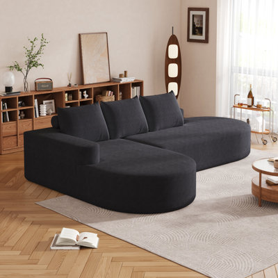 Canapé incurvé moderne, ensemble de canapé modulaire rembourré en chenille, ensemble de canapé modulaire en L 108,5 po avec 3 coussins, canapé-lit combiné gratuit pour le salon, la chambre à coucher