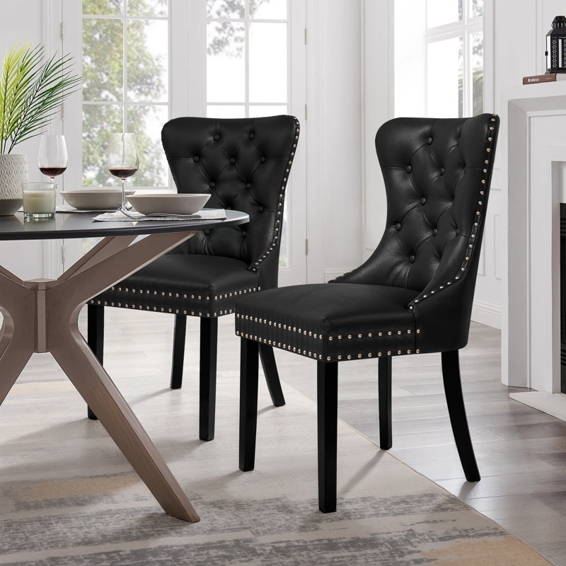 Chaise parsons rembourrée Seita, Noir / Noir, 2