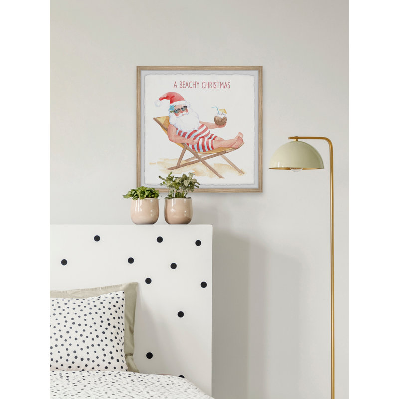 «Santa On The Beach», reproduction encadrée, H 24 po x l 24 po x P 1,5 po