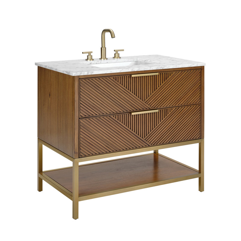 Diamond 36'' W Single Vanity, Charcoal Black, Brushed Nickel, Calacatta Quartz