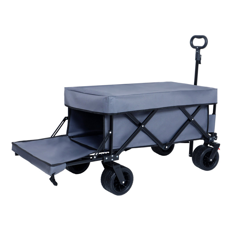 Wagon pliable avec hayon rallongé, housses imperméables anti-poussière, résistantes aux rayons UV, 400 lb de grande capacité, grandes roues tout-terrain