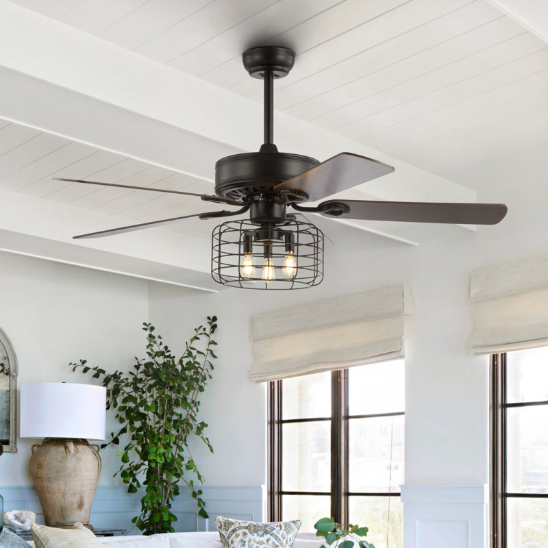 Ventilateur de plafond standard à 5 pales de 52 po avec télécommande et ensemble d'éclairage Vaughn