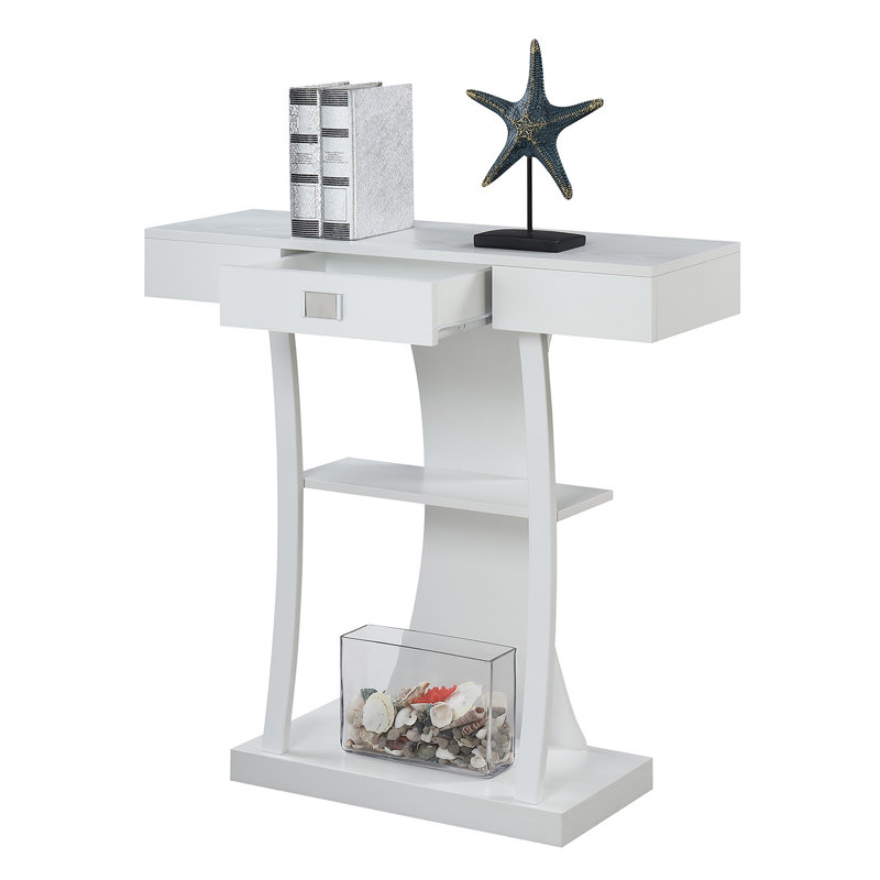 Table de type console à un tiroir Amett, Blanc, H 34 po x l 36 po x P 12 po