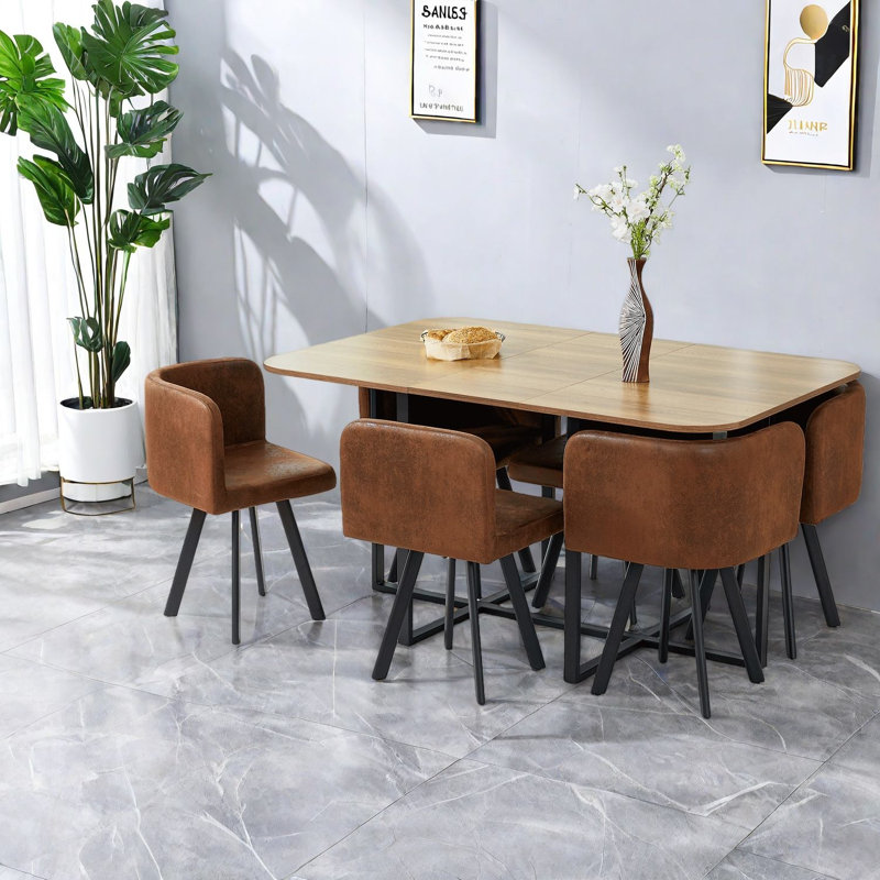Space-saving Modern Dining Table Sets, Mdf & Metal, For Kitchen & Small Spaces