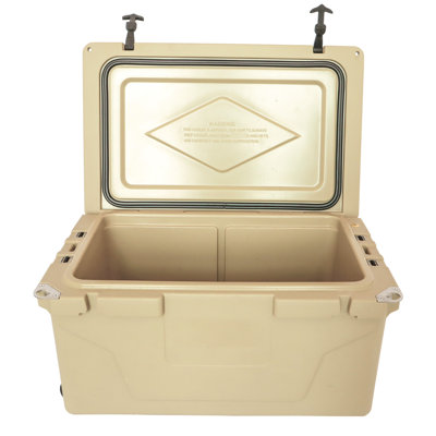 Glacière kaki 65 pte pour la plage, la pêche et le barbecue - 5 jours de refroidissement, isolant, matériau, pieds coulissants, ouvre-bouteille de pêche intégré, poignées Beach Comfort Grip