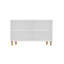 Console moderne blanche de 47,2 po x 29,0 po x 11,6 po | 100% panneau de particules enduit de mélamine, épaisseur: 0,7 pouce | Conception géométrique scandinave, élégante et durable pour le salon, le vestibule et le bureau-1733335104