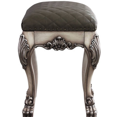 Tabouret gris et rétro blanc cassé avec siège moelleux et confortable