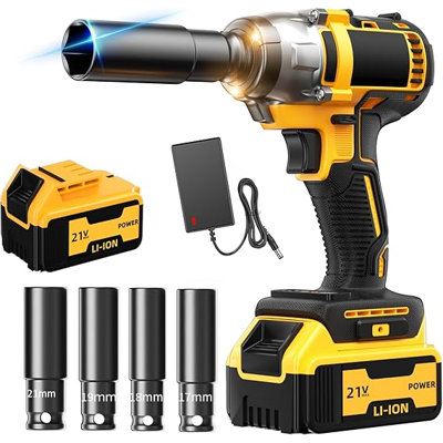 3-in-1 Electric Cordless Impact Tool with Brushless Motor, 350N/M Torque Control, Full Combo with 1 Lithium Battery,4 Sockets