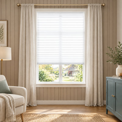 Paquet de 6 stores plissés temporaires de 24 po de largeur pour les petites fenêtres dans les cuisines, les salles de bain, les sous-sols, les véhicules récréatifs et les chambres à coucher; filtre à lumière, sans cordon, sans adhésif, qui peut être coupé à la taille désirée.