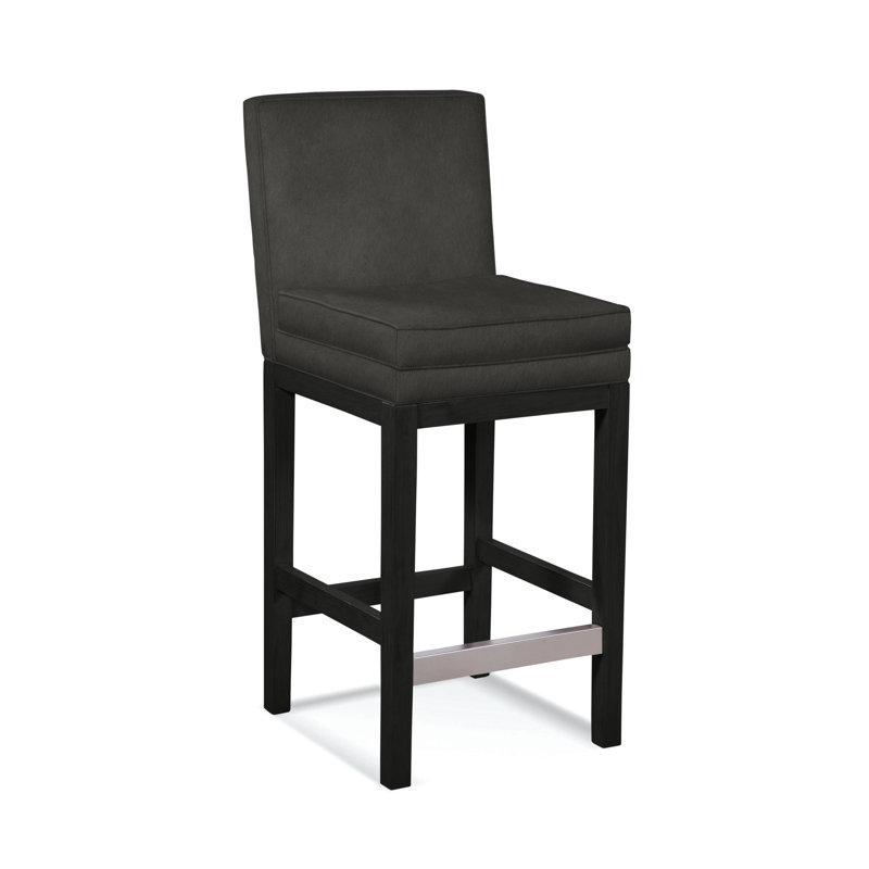 Upholstered Stool, Basic Grey; 0317-83, Antique Black Finish