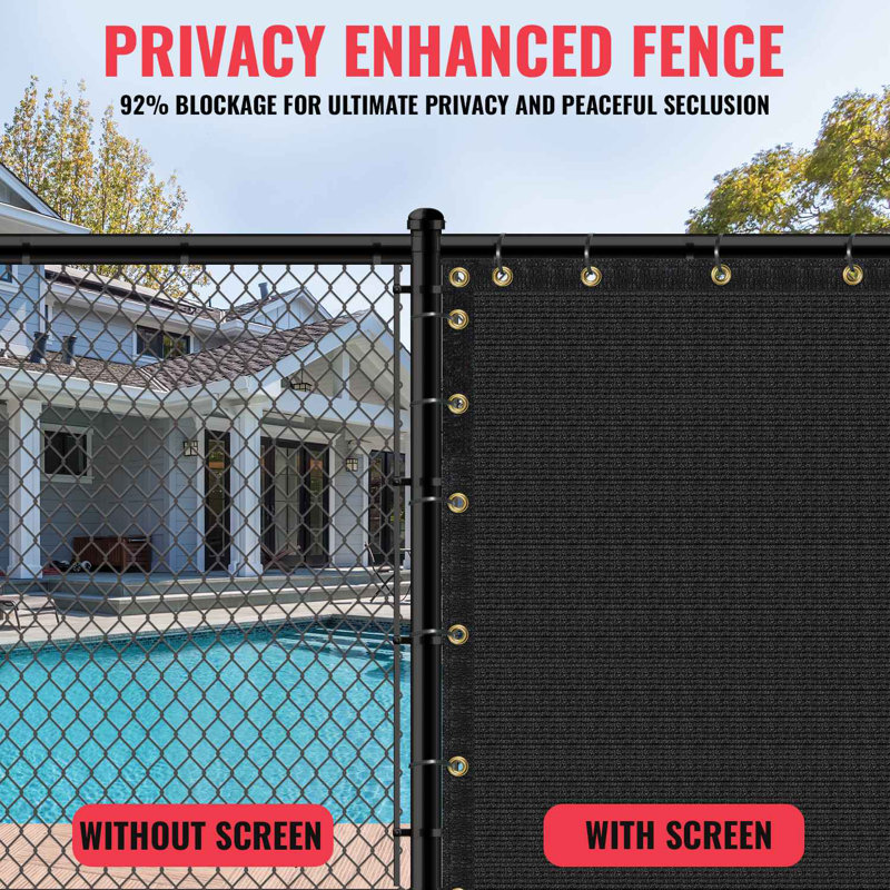 Black Heavy-Duty Polyethylene Privacy Fence Screen with Grommets